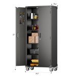 72" Rolling Metal Garage Storage Cabinet with Pegboard