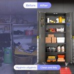 72" Rolling Metal Garage Storage Cabinet with Pegboard