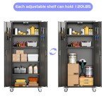 72" Rolling Metal Garage Storage Cabinet with Pegboard