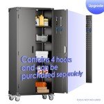 72" Rolling Metal Garage Storage Cabinet with Pegboard