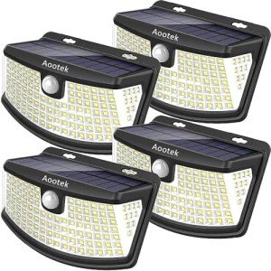Aootek 120 LED Solar Security Lights - 4 Pack
