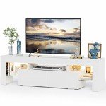 JUMMICO 60-Inch White TV Stand in Wood
