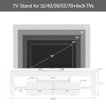 JUMMICO 60-Inch White TV Stand in Wood