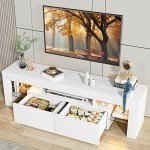 JUMMICO 60-Inch White TV Stand in Wood