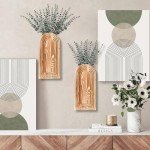 2 Pack Modern Wood Wall Vases for Decor
