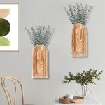 2 Pack Modern Wood Wall Vases for Decor
