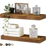 Rustic Wall-Mounted Bathroom Floating Shelves - Set of 2