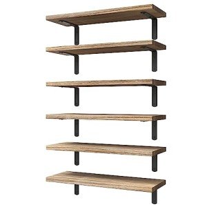 WOPITUES Rustic Wood Floating Shelves Set of 6