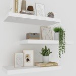 Upassion Set of 3 White Floating Wall Shelves