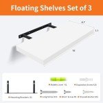 Upassion Set of 3 White Floating Wall Shelves
