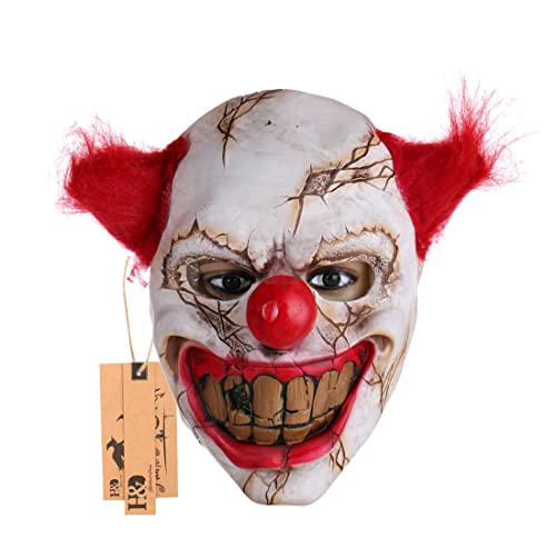 Halloween Latex Clown Mask With Hair for Adults,Halloween Costume Party Props Masks (red hair)
