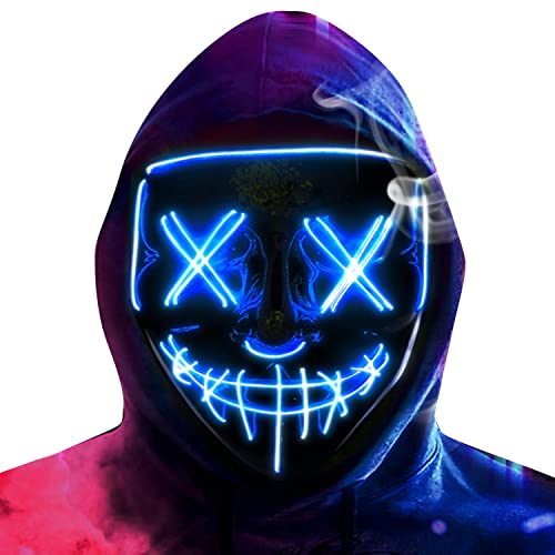 Heytech Halloween Mask Purge LED Mask for Festival Halloween Scary Party,Costume Cosplay ,Gifts (blue)