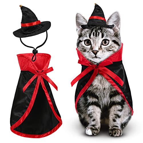 WHIPPY Halloween Cat Costume Vampire Cloak Witch Hat Adjustable Pet Costume Accessories Pet Cape Costume for Cat Rabbit Small Animal