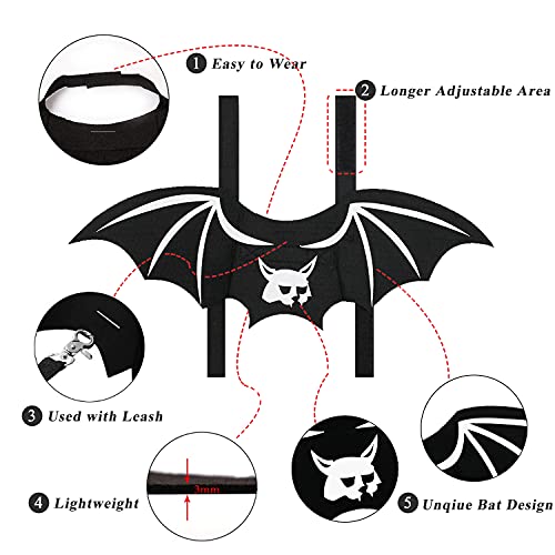 Cat Costumes Outfit Cat Bat Wings Wizard Witch Hat Cape 3 PCS Halloween Pet Costume for Cat Small Dog Kitten Puppy Outfits Clothes for Halloween Night Pumpkin Party Cosplay