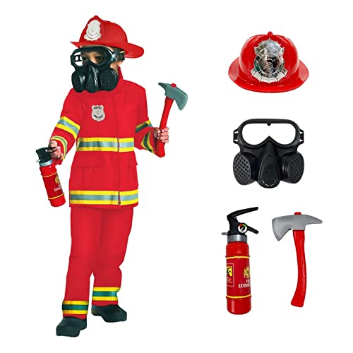 Morph Red Firefighter Costume for Kids Fireman Costume for Kids for Halloween Kids Firefighter Costume Fire Fighter Costume for Kids S