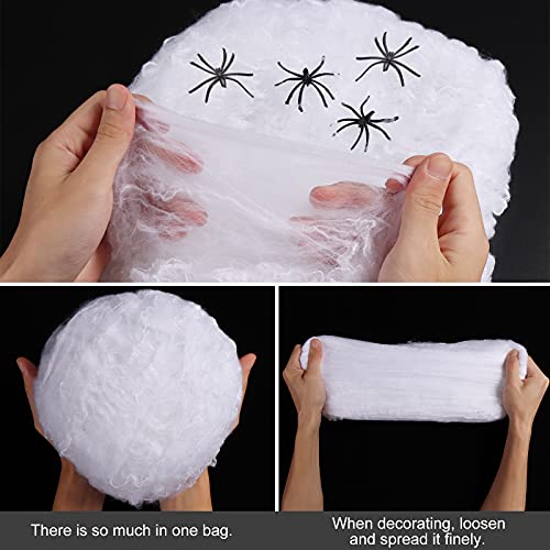 1000 Sqft Spider Webs Halloween Decorations, Greetmirth Stretchable Halloween Cobwebs with 20 Fake Spiders Halloween Party Decoration Props, Fake Spider Web Halloween Decorations Outdoor Indoor
