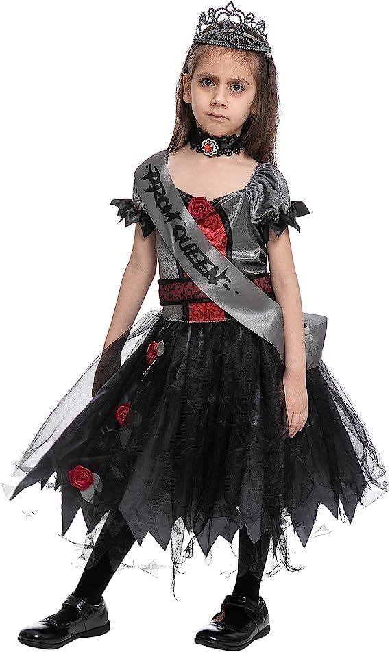 Spooktacular Creations Halloween Child Girl Zombie Princess Costume, Zombie Prom Queen Costume for Role-Playing Party-S(5-7yr)