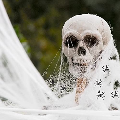 1000 Sqft Spider Webs Halloween Decorations, Greetmirth Stretchable Halloween Cobwebs with 20 Fake Spiders Halloween Party Decoration Props, Fake Spider Web Halloween Decorations Outdoor Indoor
