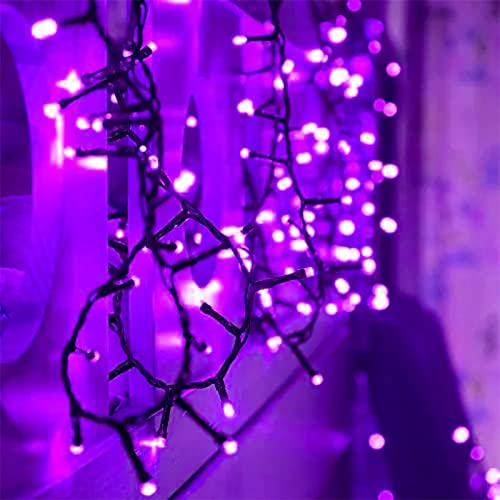 CHOKEBERRY 2-Pack Each 75ft 200LED Connectable Halloween Lights, Green Wire Twinkle Lights for Indoor & Outdoor, 8 Modes Waterproof Decorative Lights for Room Garden Xmas Tree Party Decor (Purple)