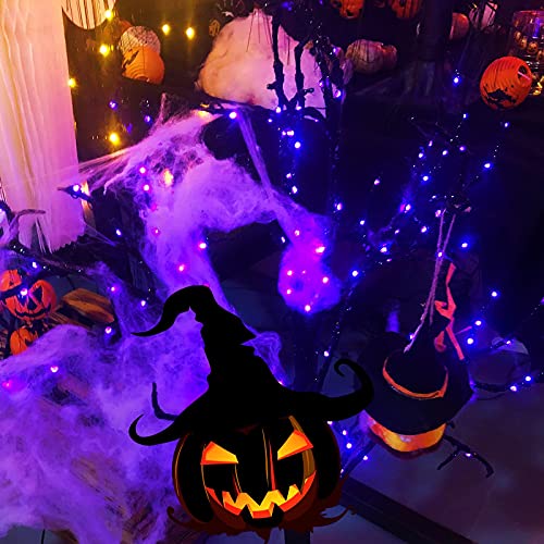 CHOKEBERRY 2-Pack Each 75ft 200LED Connectable Halloween Lights, Green Wire Twinkle Lights for Indoor & Outdoor, 8 Modes Waterproof Decorative Lights for Room Garden Xmas Tree Party Decor (Purple)