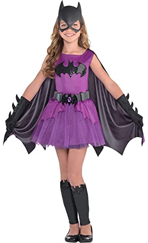 Costumes USA Purple Batgirl Halloween Costume for Girls, Batman, Medium (8-10), Includes Dress, Cape, Mask and More