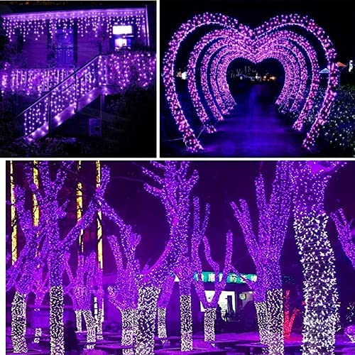 CHOKEBERRY 2-Pack Each 75ft 200LED Connectable Halloween Lights, Green Wire Twinkle Lights for Indoor & Outdoor, 8 Modes Waterproof Decorative Lights for Room Garden Xmas Tree Party Decor (Purple)