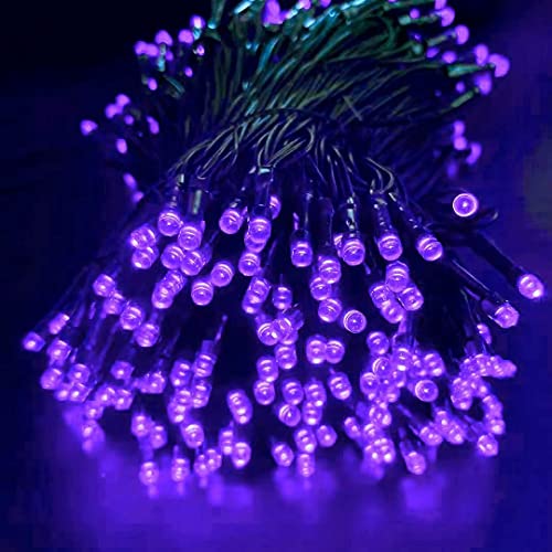 CHOKEBERRY 2-Pack Each 75ft 200LED Connectable Halloween Lights, Green Wire Twinkle Lights for Indoor & Outdoor, 8 Modes Waterproof Decorative Lights for Room Garden Xmas Tree Party Decor (Purple)