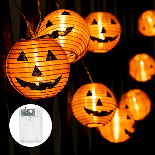 Halloween Lights Outdoor, 10.3FT 20 LED Pumpkin Lights Battery Operated, IP65 Waterproof Halloween String Lights, 3D Jack-O-Lantern Orange Halloween Decorations Lights for Party Patio Indoor Outdoor