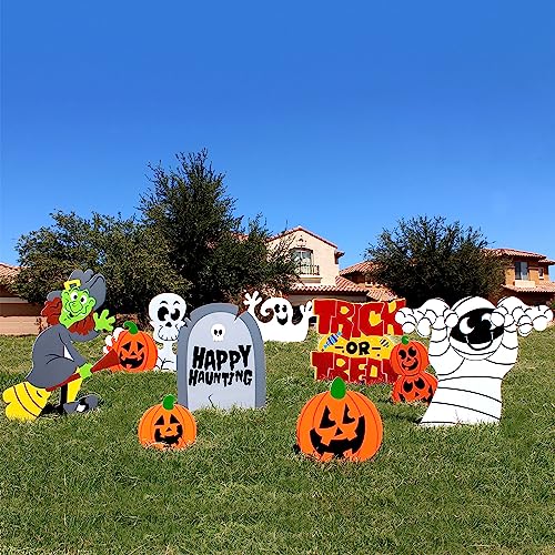JOYIN 9 Pcs Halloween Outdoor Decorations, Corrugate Yard Stake Signs for Lawn Yard Prop Decorations, Trick-or-Treating, Outdoor/Indoor Décor
