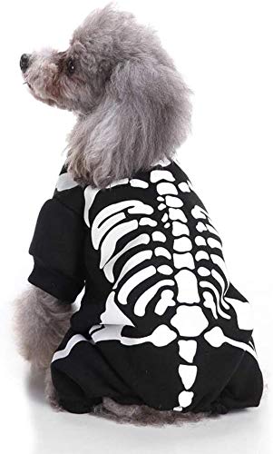 Wizland Pet Jumpsuit Halloween Skeleton Dog Costumes Clothes Apparel for Puppy Dog Cat Puppies. Small