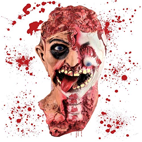 Pawliss Halloween Decorations, Scary Fake Bloody Body Parts Props Severed Cut Off Head with Eyeball Hanging
