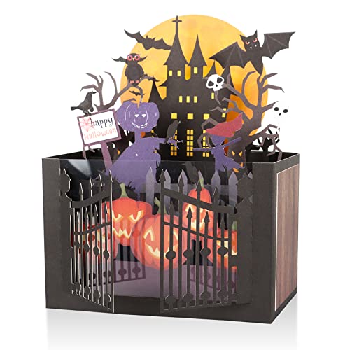 Giiffu Haunted House Halloween Card, Happy Halloween Celebration Greeting Cards, Handmade Halloween Pop Up Card, Personalised 3d Pop Up Box Card, Birthday, New Home, Congratulations, Thank You