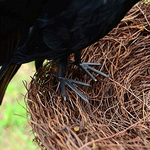 CHICHIC Realistic Crow, 3 Pack Large Halloween Black Feathered Crow Decoys Ravens Outdoor Halloween Decorations Props Décor, Standing Flying Birds for Tree Haunted House Graveyard Tombstone Display