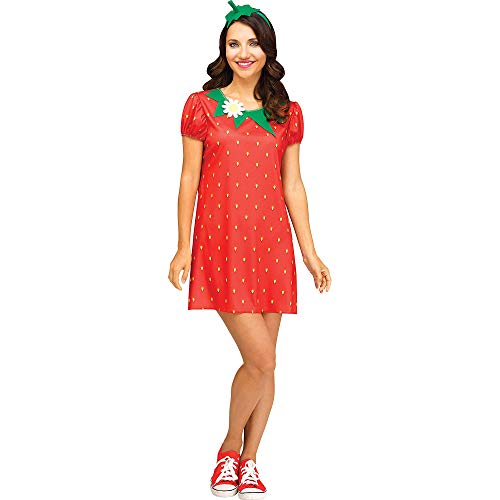 Fun World womens Strawberry Flirty Fruit Adult Sized Costumes, Red, M L Size 10-14 US
