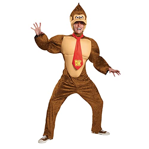 Disguise Men's Plus Size Super Mario Donkey Kong Deluxe Costume, Brown, XXL (50-52)