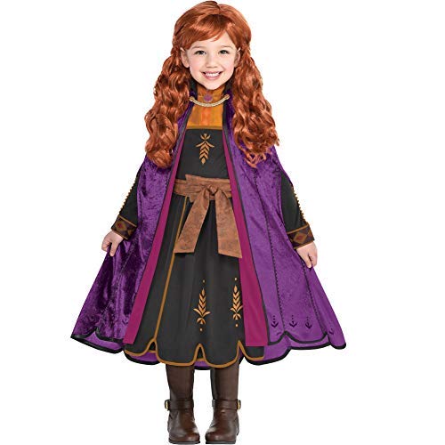Party City Anna Travel Halloween Costume for Girls, Disney, Frozen 2, Small (4-6), with Dress and Cape