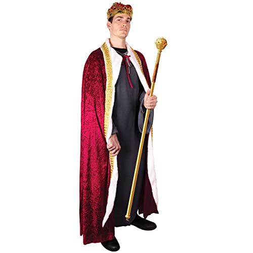 Kangaroo King Costume for Men and Women - Kings Red Cape for Halloween Costumes - Velvet Lord Farquaad Costume King Cape - King & Queen Royal Cape for Dress Up Costume