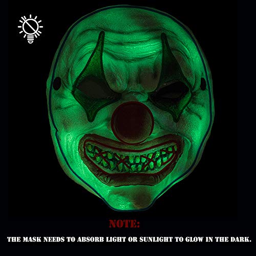 Halloween Scary Led Mask, Light Up Evil Clown Purge Masks Changeable Party for Frightening Festival Cosplay Costume Night Glow El Parties Decoration (Rubber Clown)