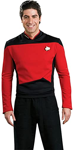 Rubie's mens Star Trek the Next Generation Deluxe Commander Picard Adult Shirt Costume Top, Black,red, Large US