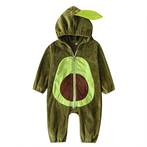 Unisex Toddler Baby Halloween Avocado Costume Cute Velvet Costumes Outfits (6-12 Months,Avocado One-Piece Jumpsuit)