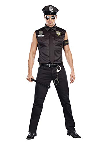 Dreamgirl Adult Mens Dirty Cop Officer Costume, Dirt Cop Officer Ed Banger Halloween Costume - Large