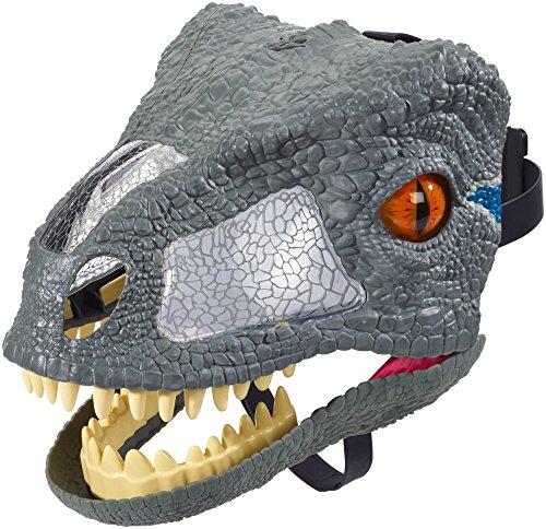 Jurassic World Velociraptor Blue Chomp 'n Roar Electronic Mask with Opening Jaws, 3 Levels of Sound Effects, Secure Strap & Eye and Nose Openings for Visibility, Ages 6 and Older