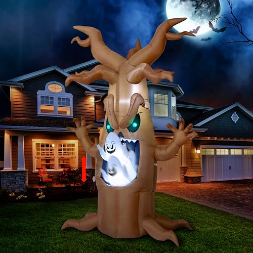 7ft Animated Scary Tree with Ghost for Outdoor Halloween Decor