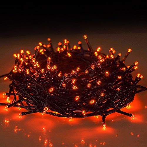 Twinkle Star, 9 Inches Indoor Outdoor, LED String Light for 8 Modes Waterproof for Indoor Outdoor Christmas Tree Wedding Party Bedroom (Orange, 66 ft)