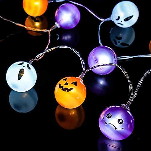 TISEJOY Halloween Lights Outdoor 21 LED Halloween String Lights Ghost Bat Pumpkin Halloween Decorations Battery Powered Waterproof Halloween Lights 8 Modes for Halloween Festival Outdoor/Indoor