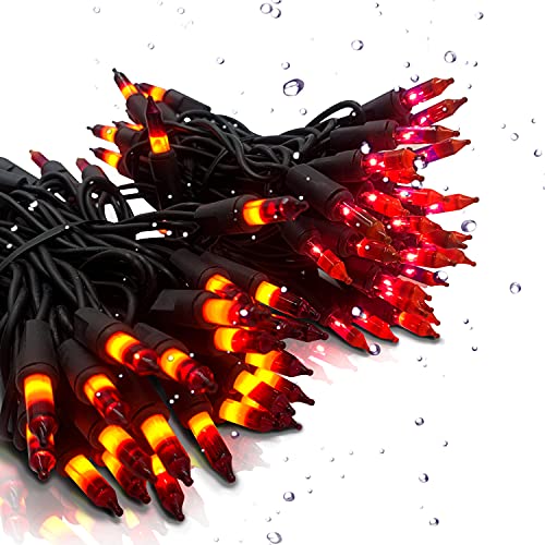 BOKING Halloween Purple Orange Lights String 100 MINI Incandescent Outdoor Indoor Waterproof Decoration Plug in 23 Feet Used for Patio Party Festive Courtyard Home