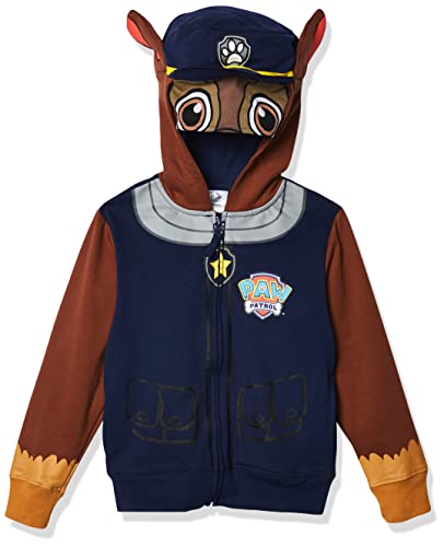 Paw Patrol Little Boy's Chase Costume Zip-up Hoodie Sweater, Navy, 7