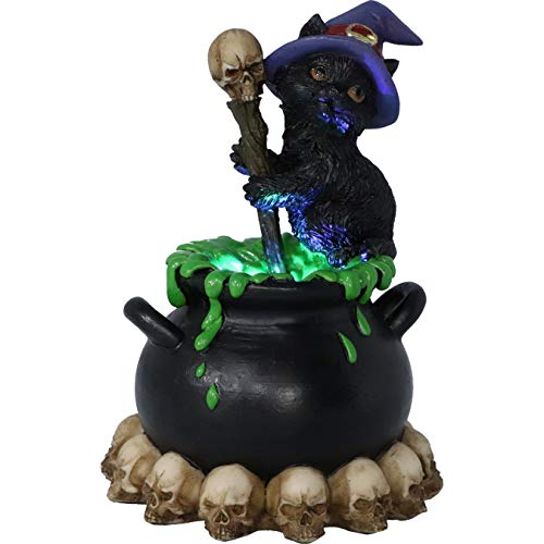 Spook Witches Familiar Black Cat Cauldron Figurine