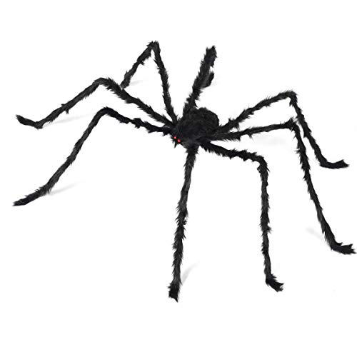 6.6ft Giant Hairy Spider Halloween Decorations Outdoor Spider Furry Black Giant Scary Fuzzy Spiders Outside Indoor Yard Wed Decor Party Favor