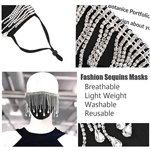 Urieo Sparkly Rhinestones Mesh Masks Black Bling Crystal Face Masks Shine Masquerade Mask Halloween Ball Party Nightclub Rave Festival for Women and Men